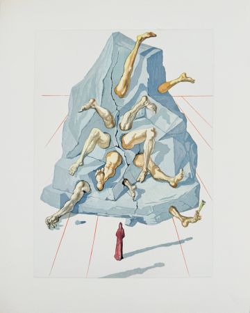 Woodcut Dali - The Inferno, Canto 19 - The Simonists