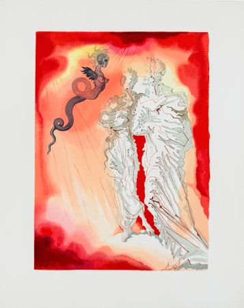 Woodcut Dali - The Inferno, Canto 21 - Le Diable noir