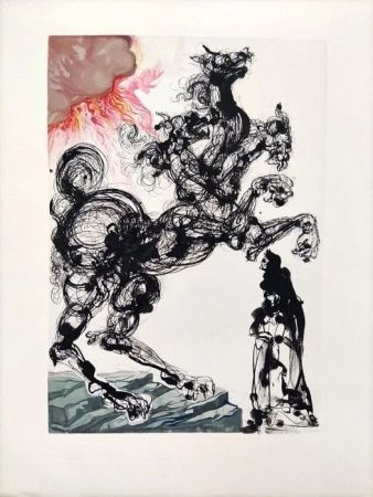 Woodcut Dali - The Inferno, Canto 6 - Cerberus