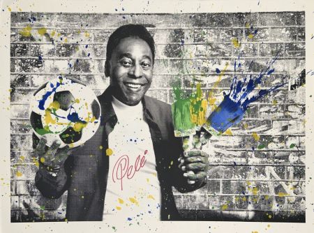 Screenprint Mr Brainwash - The King Pele - Brush Portrait