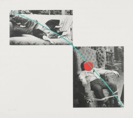 Lithograph Baldessari - The life and opinions of Tristam Shandy 2 (Man Collapsed on Sofa; Man Tied to Chair)