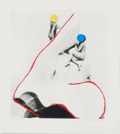 Lithograph Baldessari - The life and opinions of Tristam Shandy 3 (Two Nude Women Perched on a Rock)