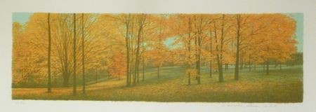 Lithograph Rodrigo - The Memory remains among the Indiana Woods 