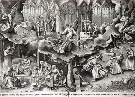 Engraving Brueghel - The Parable of the Wise & Foolish Virgins