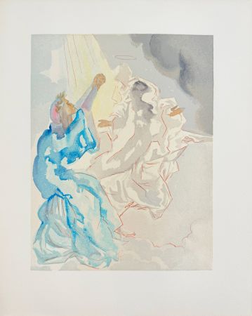 Woodcut Dali - The Paradise, Canto 5 - New Image of Beatrice