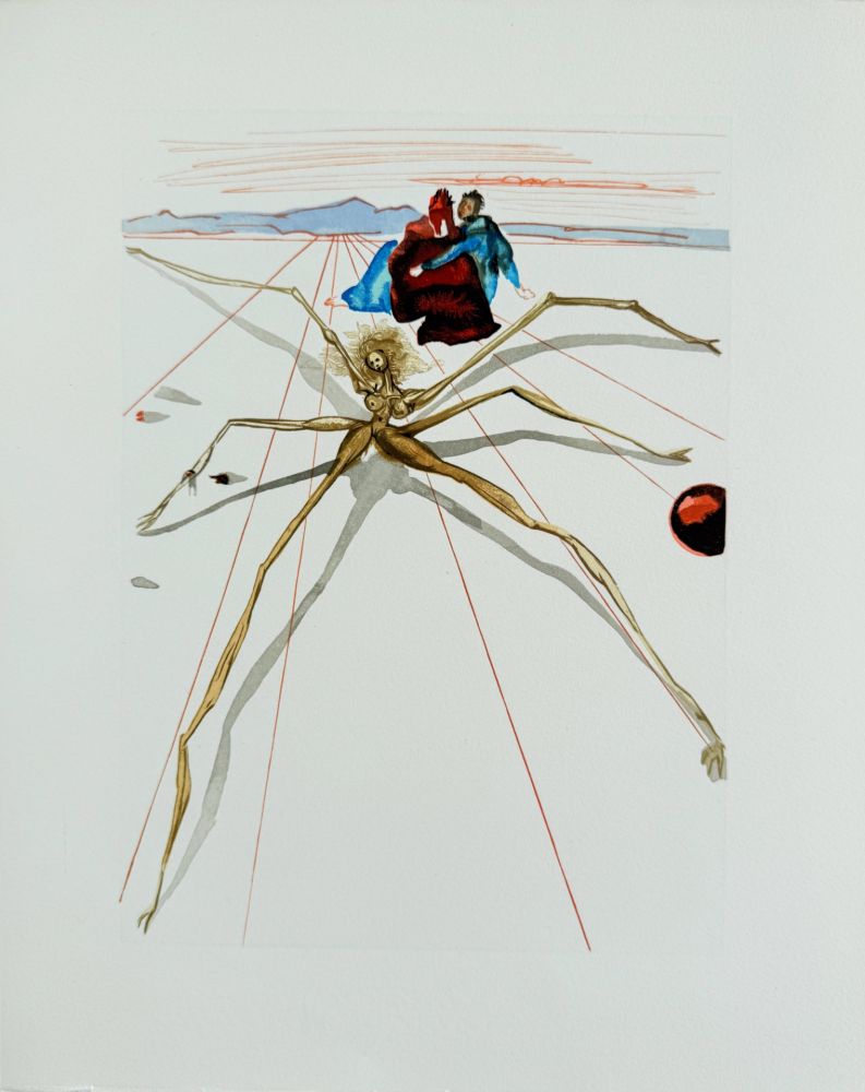 Woodcut Dali - The Purgatory, Canto 17 - Leaving the Terrace of Anger