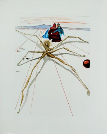 Woodcut Dali - The Purgatory, Canto 17 - Leaving the Terrace of Anger