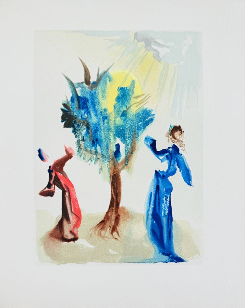 Woodcut Dali - The Purgatory, Canto 24 - The Tree of Penitence