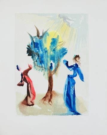 Woodcut Dali - The Purgatory, Canto 24 - The Tree of Penitence