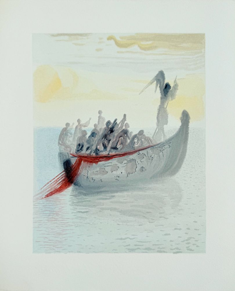Woodcut Dali - The Purgatory, Canto 2 - La Barque du Nocher