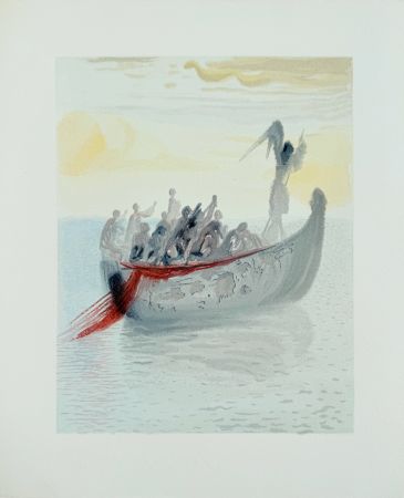 Woodcut Dali - The Purgatory, Canto 2 - La Barque du Nocher