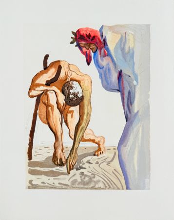 Woodcut Dali - The Purgatory, Canto 7 - Princes of the Blossoming