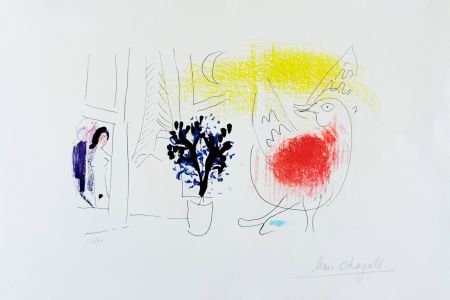 Lithograph Chagall - The Red Rooster