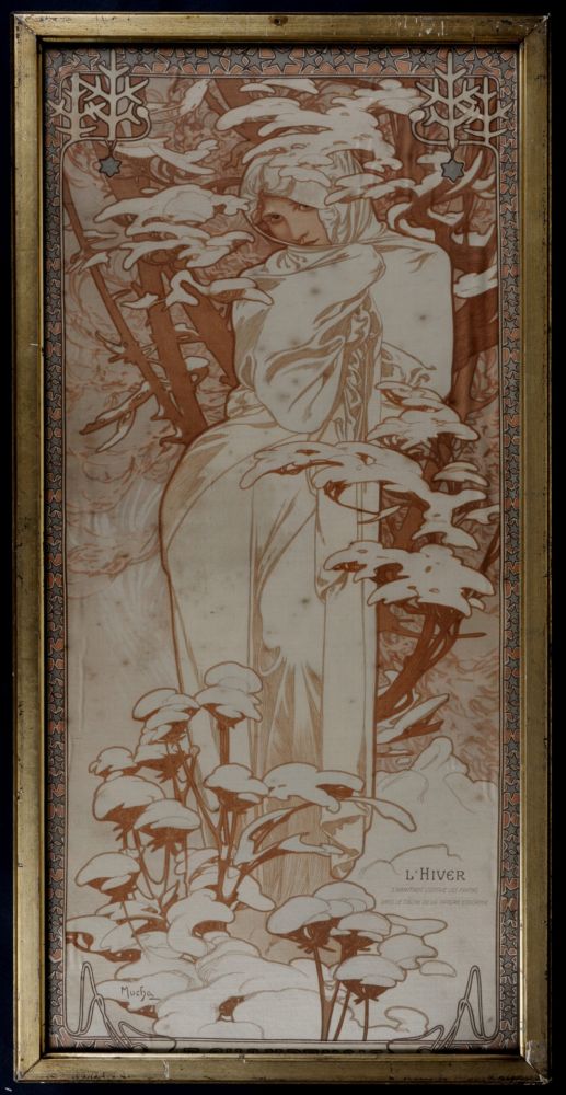 Lithograph Mucha - The Seasons : Winter, 1900