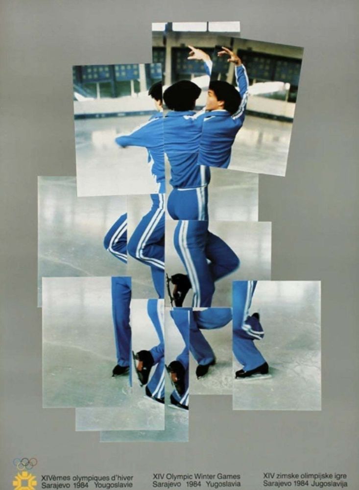 Offset Hockney - The Skater (Official 1984 Sarajevo Winter Olympics Poster) 