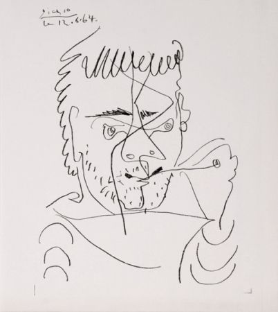 Lithograph Picasso - The Smoker, Daniel Henri Kahnweiler