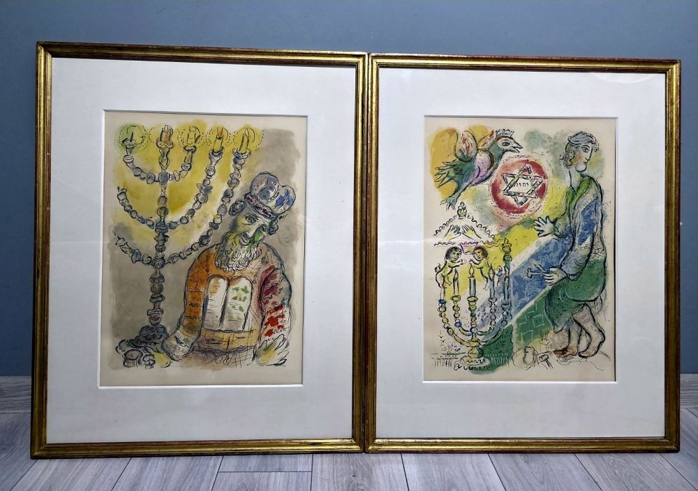 Lithograph Chagall - The Story of Exodus- 2 Plates 