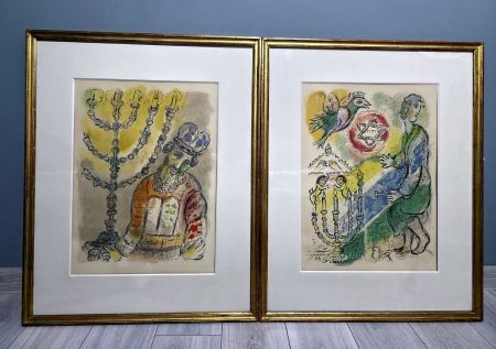 Lithograph Chagall - The Story of Exodus- 2 Plates 