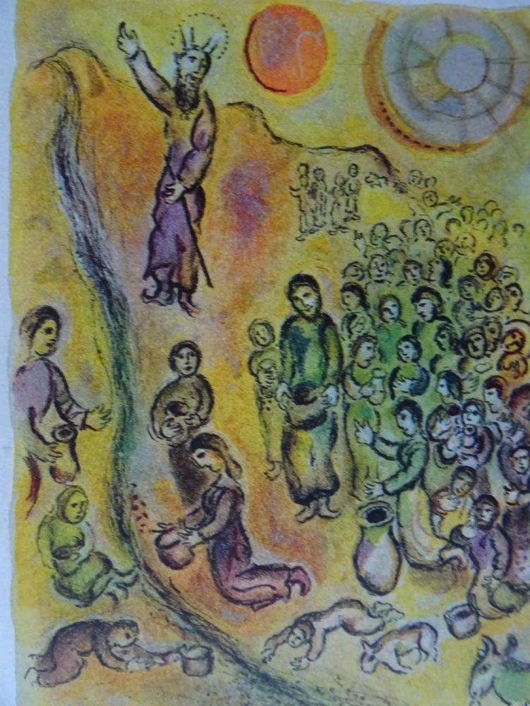 Lithograph Chagall - The Story of the Exodus, plate 12: Et tu touchera le Rocher..