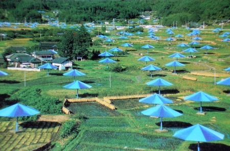 Multiple Christo - The Umbrellas, Japan-USA, 1984-91, Ibaraki, Japan Site
