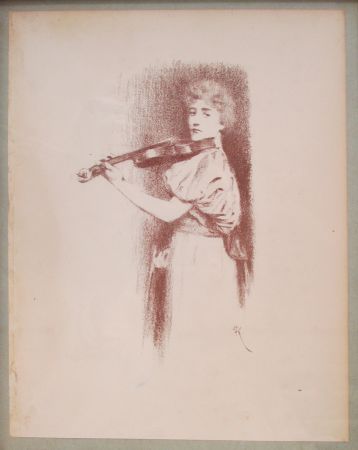 Lithograph Khnopff - The Violinist