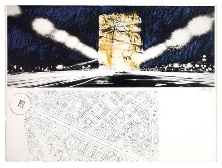 Lithograph Christo - The wrapping of l’Arc de Triumph (l'empaquement de l'Arc de Triomphe)