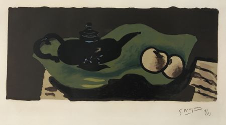 Lithograph Braque - Theiere et Pommes (Teapot and Apples)