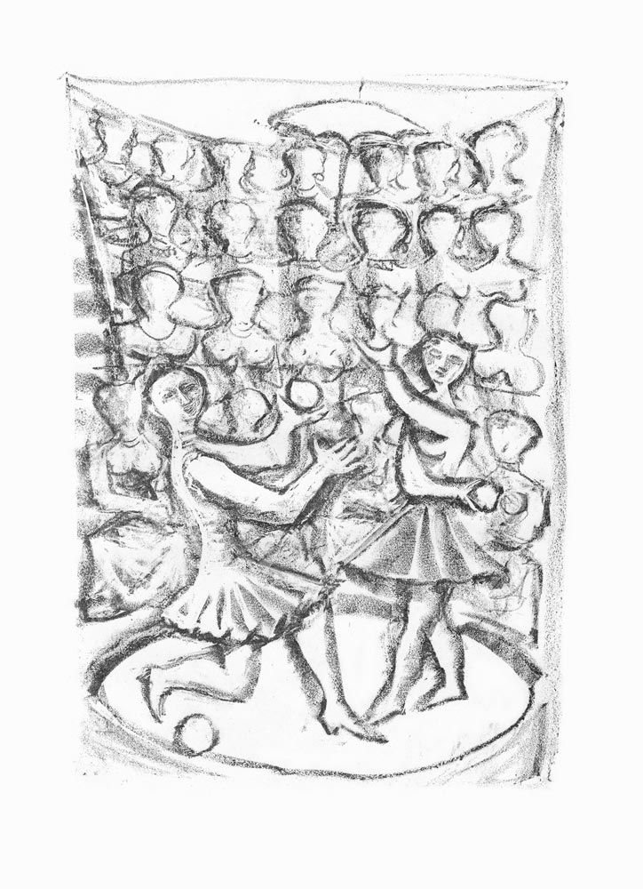 Lithograph Campigli - Theseus / Acrobati