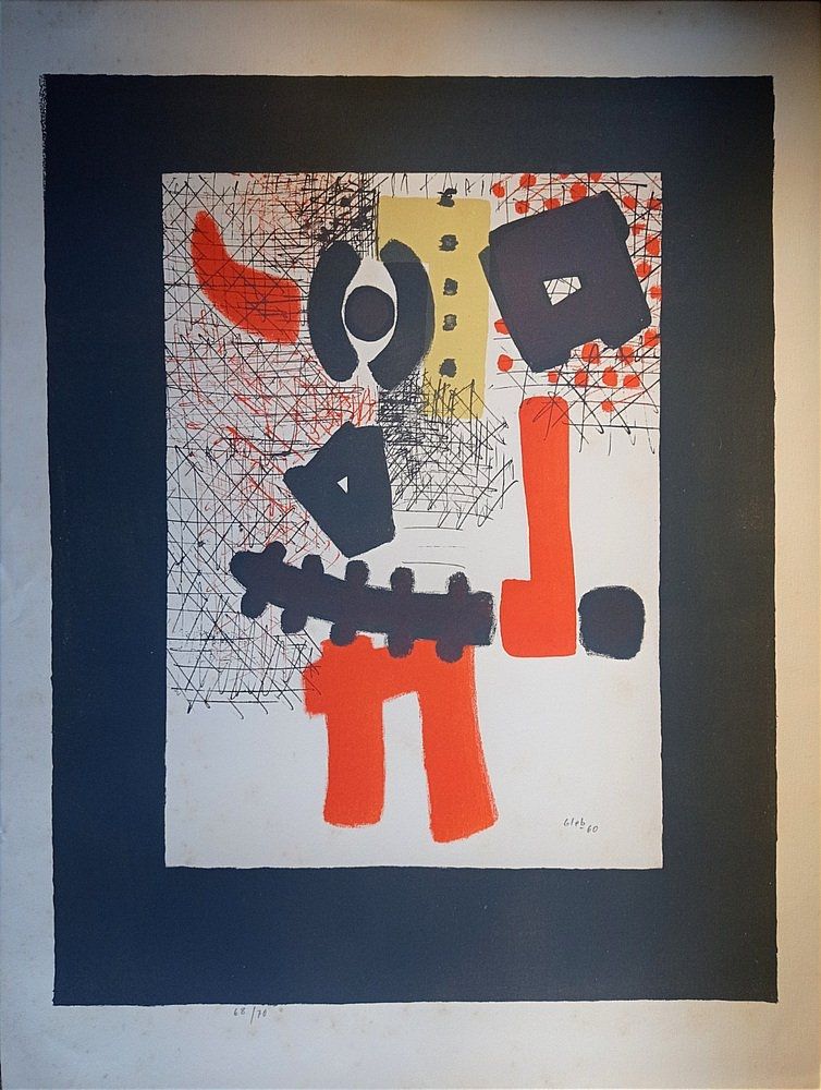 Lithograph Unknown - Thomas Gleb, Guerrier: Abstract Composition, 1959, Hand-Signed Lithograph,