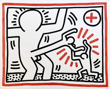 Lithograph Haring - Three Lithographs: One Plate