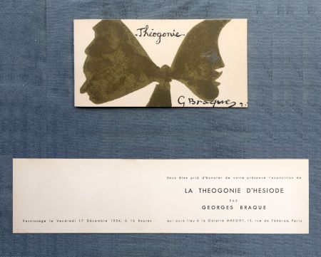 Lithograph Braque - THÉOGONIE. Carton d'invitation au vernissage Galerie Maeght. 1954