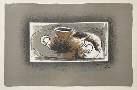 Lithograph Braque - Théière sur fond gris