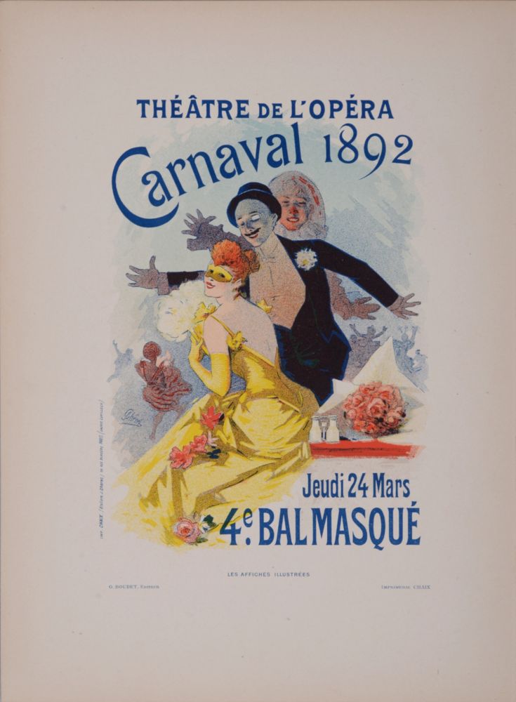 Lithograph Cheret - Théâtre de l'Opéra : Carnaval 1892, 1896