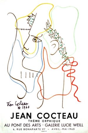 Lithograph Cocteau - Thême Orphique Galerie Lucie Weill
