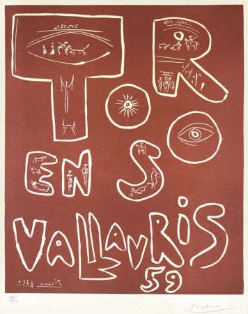 Linocut Picasso - Toros en Vallauris, 1959