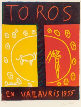 Linocut Picasso - Toros en Vallauris (Bulls in Vallauris ),1955