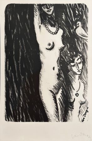 Lithograph Van Dongen - Torso - Two Girls with a Pigeon'