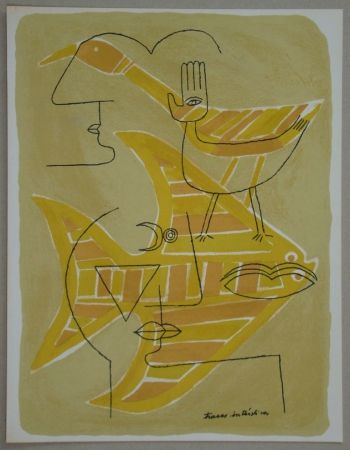 Lithograph Brauner - Traces interstices