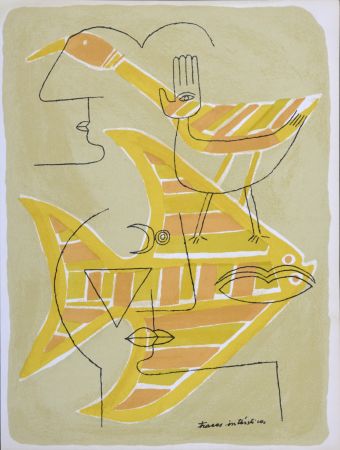 Lithograph Brauner - Traces interstices, 1963
