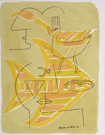 Lithograph Brauner - Traces interstices, 1963
