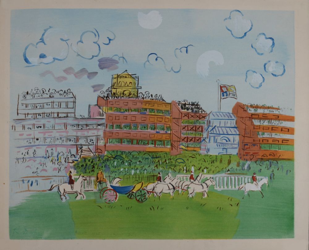 Lithograph Dufy - Track at Ascot, c. 1952