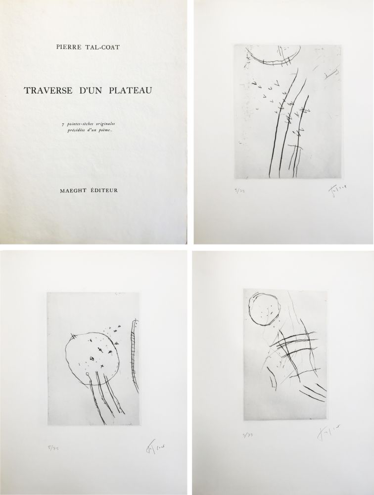 Illustrated Book Tal Coat - TRAVERSE D'UN PLATEAU. 7 pointes sèches originales signées (1963).