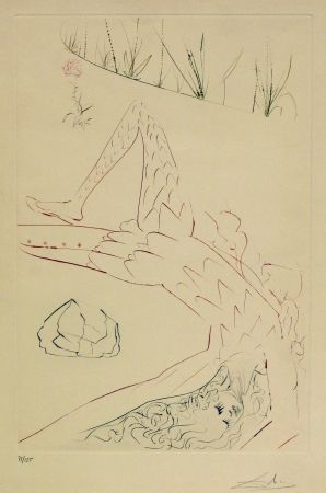 Etching And Aquatint Dali - Tristan et Iseult - Wounded 