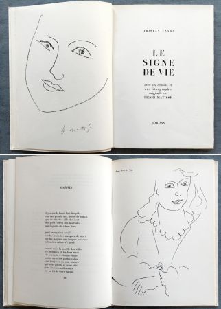 Illustrated Book Matisse - Tristan Tzara : LE SIGNE DE VIE. Une lithographie originale signée d'Henri Matisse (1946)