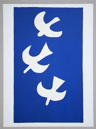Lithograph Braque (After) - Troi oiseaux