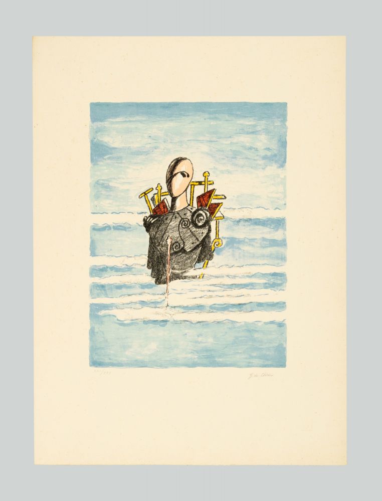 Lithograph De Chirico - Trovatore tra le nubi