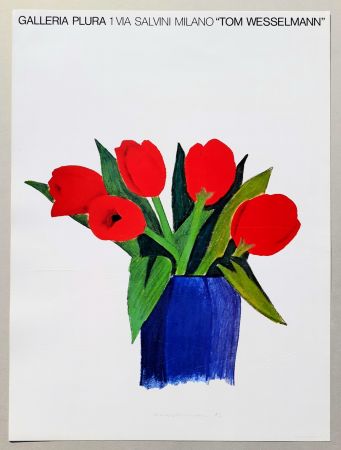 Lithograph Wesselmann - Tulips in a vase