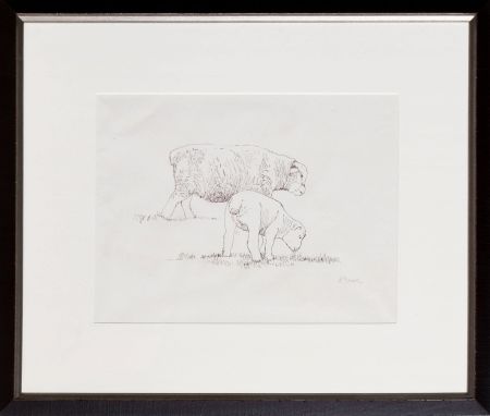 Lithograph Moore - Two Fat Lambs