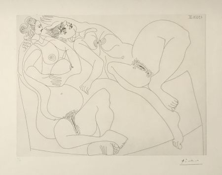 Etching Picasso - Two Nudes (Eau-forte B.1955)