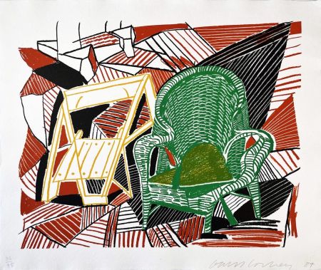 Lithograph Hockney - Two Pembroke Studio Chairs from the Moving Focus Series